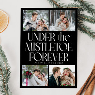 Under the Mistletoe Forever Black Photo  Holiday Card