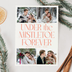 Under the Mistletoe Forever Peach Photo  Holiday Card