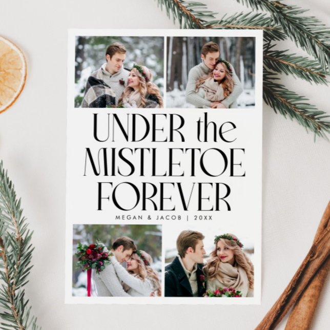 Under the Mistletoe Forever White Photo  Holiday Card (Creator Uploaded)