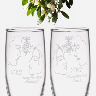 Under the Mistletoe – happy new year 2027 Champagne Flute