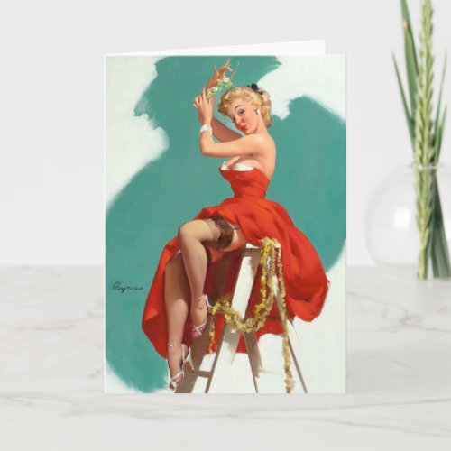 Under the Mistletoe Pin Up Holiday Card