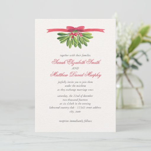 Under the Mistletoe Wedding Invitation | Zazzle