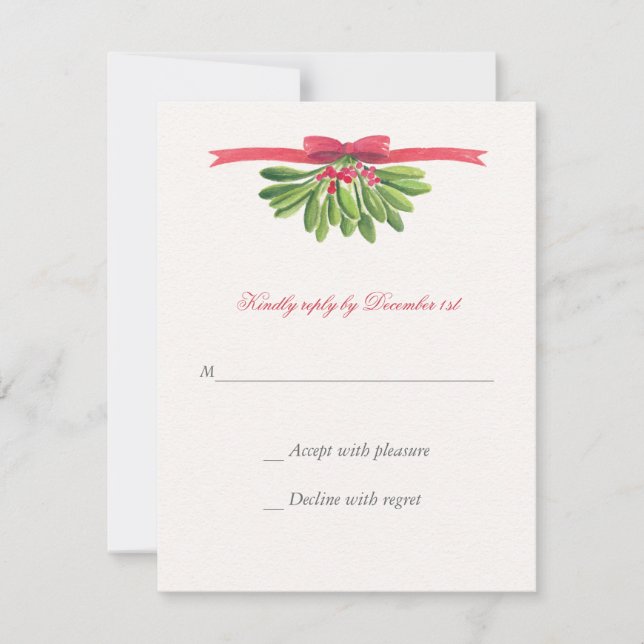 Under the Mistletoe Wedding Reply Card (Front)