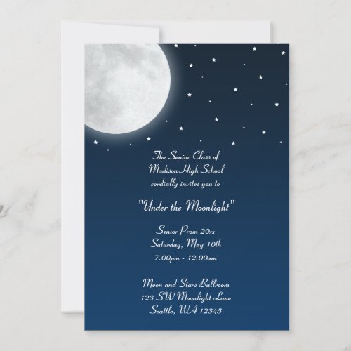 Under the Moonlight Party Dance Prom Formal Invitation