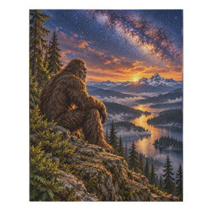 Under the Mountain Stars Bigfoot Faux Wrapped Canv Canvas Print