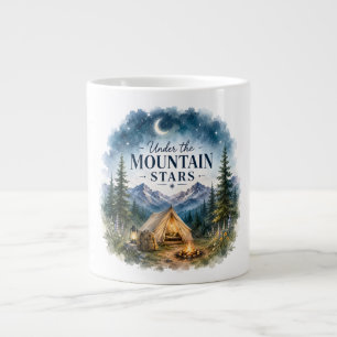 Under the Mountain Stars Camping Night Mountain Giant Coffee Mug