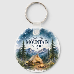 Under the Mountain Stars Camping Night Mountain Keychain