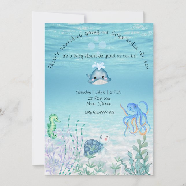 Under the ocean baby shower Invitation (Front)
