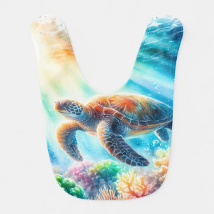 Under the ocean sea turtle baby bib