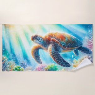 Under the ocean sea turtle beach towel