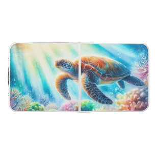 Under the ocean sea turtle beer pong table