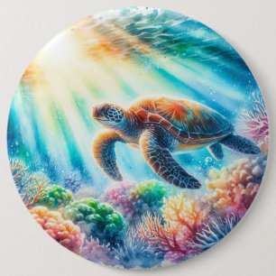 Under the ocean sea turtle button