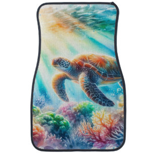 Under the ocean sea turtle car floor mat