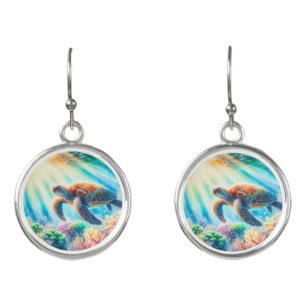 Under the ocean sea turtle earrings