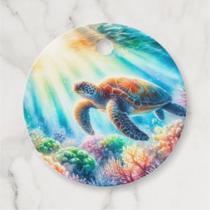 Under the ocean sea turtle favor tags
