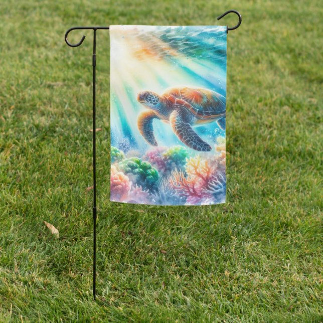 Under the ocean sea turtle garden flag (In SItu)