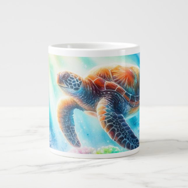 Under the ocean sea turtle giant coffee mug (Front)
