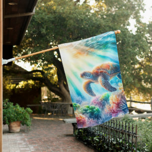 Under the ocean sea turtle house flag
