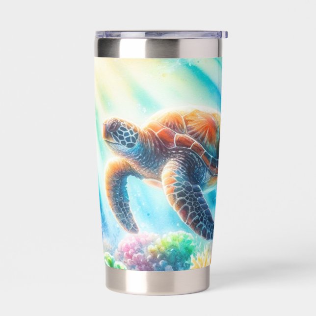 Under the ocean sea turtle insulated tumbler (Left)