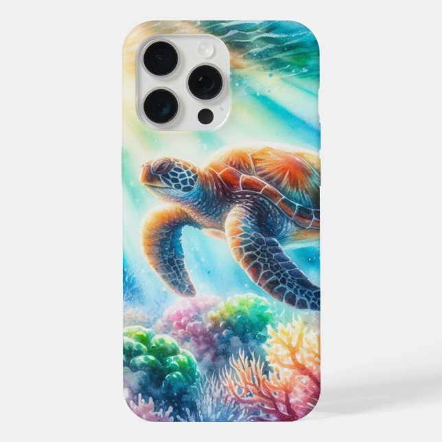 Under the ocean sea turtle iphone case (Back)