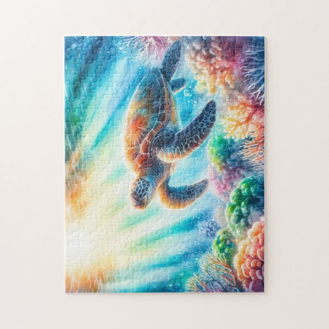 Under the ocean sea turtle jigsaw puzzle (Vertical)