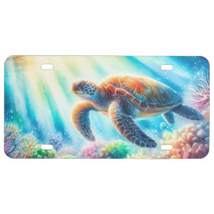 Under the ocean sea turtle license plate