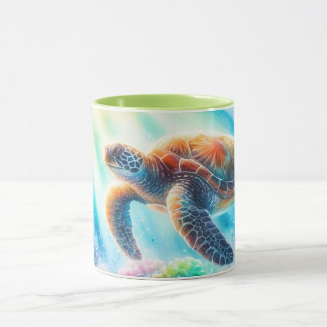 Under the ocean sea turtle mug (Center)