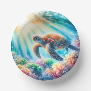 Under the ocean sea turtle paper bowls