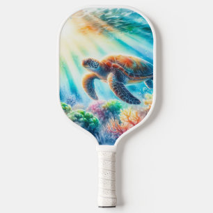 Under the ocean sea turtle pickleball paddle