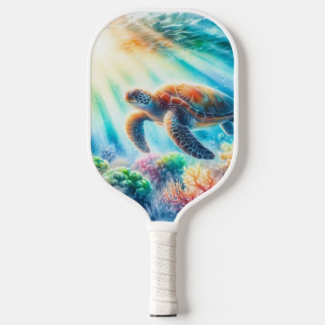Under the ocean sea turtle pickleball paddle (Front)