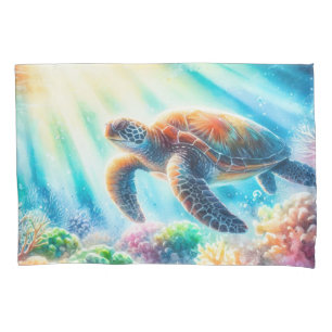 Under the ocean sea turtle pillow case