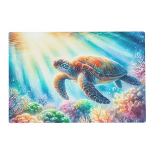 Under the ocean sea turtle placemat