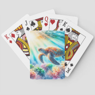 Under the ocean sea turtle poker cards
