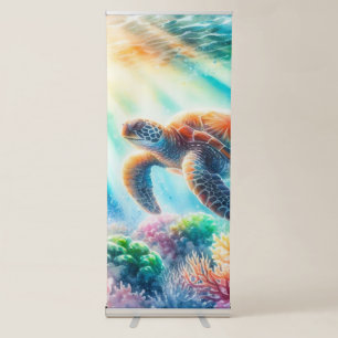 Under the ocean sea turtle retractable banner