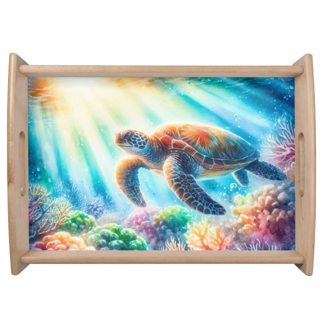 Under the ocean sea turtle serving tray (Front)