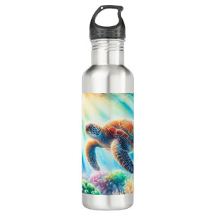 Under the ocean sea turtle stainless steel water bottle