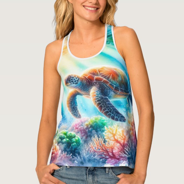 Under the ocean sea turtle tank top (Front)