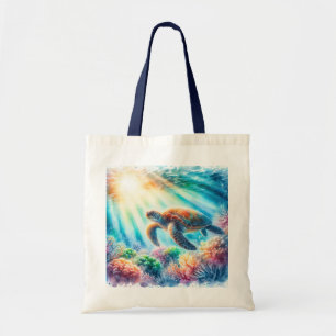 Under the ocean sea turtle tote bag