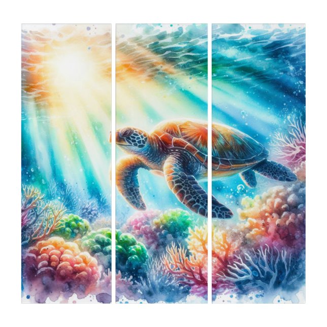 Under the ocean sea turtle triptych (Front)