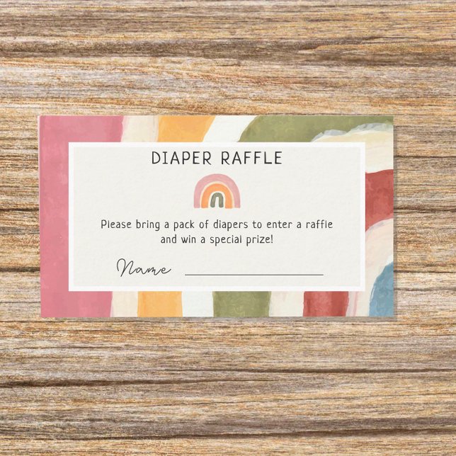 Under the Rainbow  Diaper Raffle Boho Baby Shower Enclosure Card (Creator Uploaded)