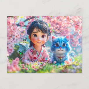 Under the Sakura Tree with My Ca Holiday Postcard