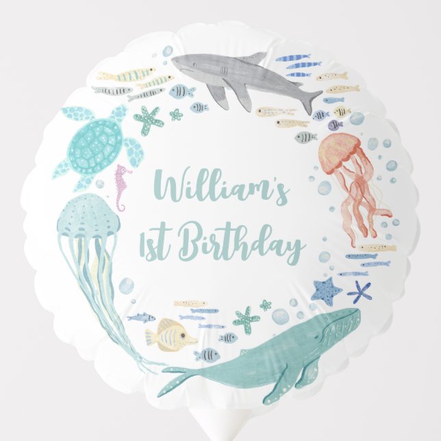 Under The Sea 1st Birthday  Balloon (Front)