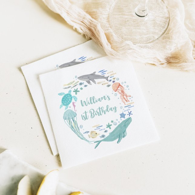 Under The Sea 1st Birthday  Napkins (Creator Uploaded)