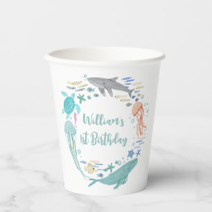 Under The Sea 1st Birthday Paper Cups
