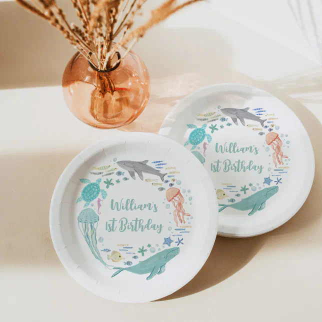 Under The Sea 1st Birthday Paper Plates
