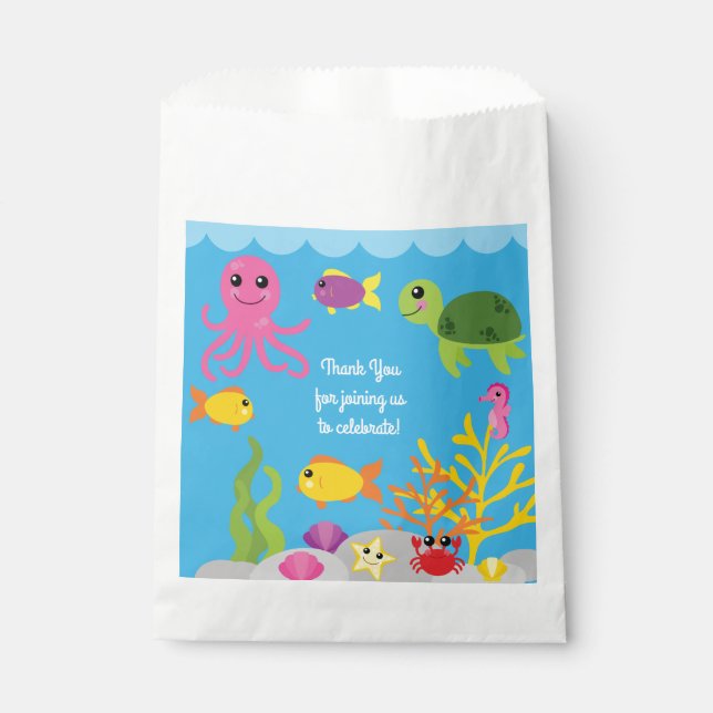 Under the Sea 1st Birthday Party Favor Bags (Front)