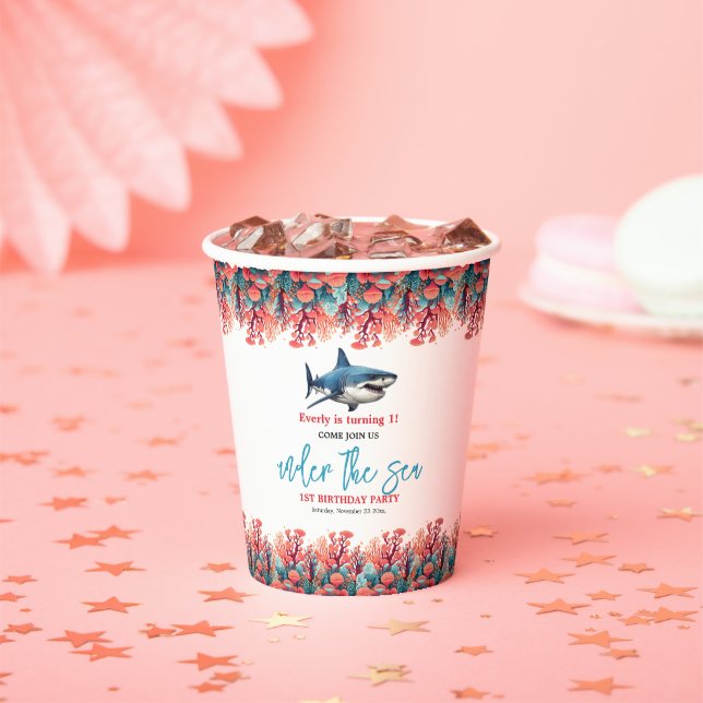 Under the Sea 1st Birthday Party Paper Cups (Insitu)