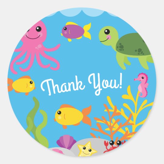 Under the Sea 1st Birthday Thank You Sticker Seals | Zazzle.com