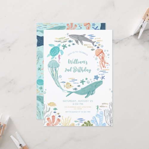 Under The Sea 2nd Birthday Invitation