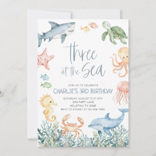 Under the Sea 3rd Birthday Invitation